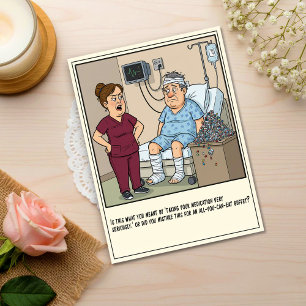 Funny Nurse Questions Patient's Medication Use Postcard