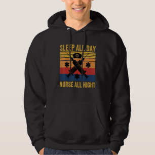Funny Nurse Quote Sleep All Day Nurse All Night C Hoodie
