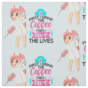 Funny Nurse Saying Typography Hypodermic Needle Fabric