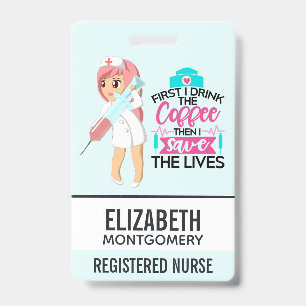 Funny Nurse Saying with Big Hypodermic Needle ID Badge