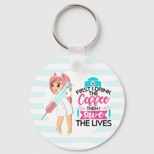 Funny Nurse Saying with Big Hypodermic Needle Key Ring