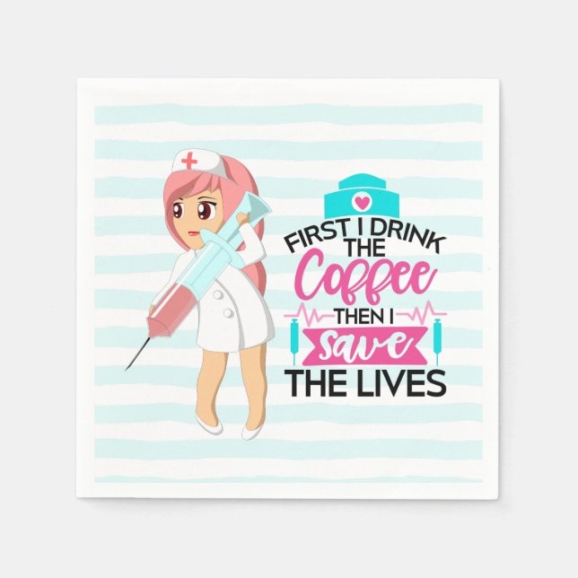 Funny Nurse Saying with Big Hypodermic Needle Napkin (Front)