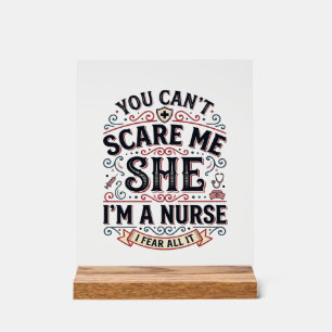 Funny Nurse Scare Me Vintage Halloween Shirt Desig Acrylic Sign