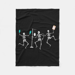 Funny Nurse Skeleton Halloween Healthcare Crew Fleece Blanket