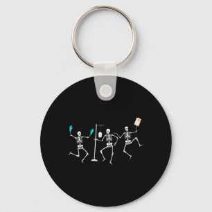 Funny Nurse Skeleton Halloween Healthcare Crew Key Ring