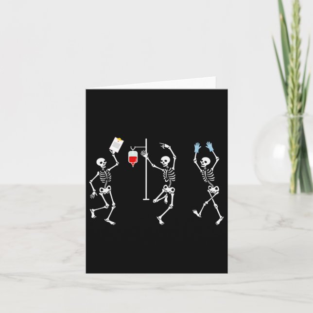Funny Nurse Skeleton Halloween Skeleton Costume  Card (Front)
