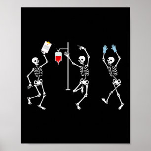 Funny Nurse Skeleton Halloween Skeleton Costume  Poster