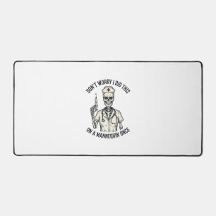 Funny Nurse Skeleton Syringe Vintage Engraving Des Desk Mat