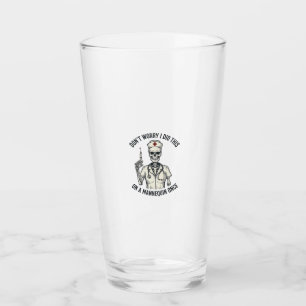 Funny Nurse Skeleton Syringe Vintage Engraving Des Glass
