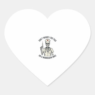 Funny Nurse Skeleton Syringe Vintage Engraving Des Heart Sticker