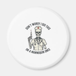 Funny Nurse Skeleton Syringe Vintage Engraving Des Magnet