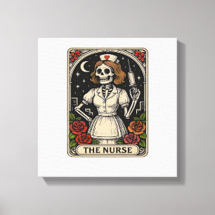 Funny Nurse Skeleton Tarot Card Halloween Nursing Canvas Print