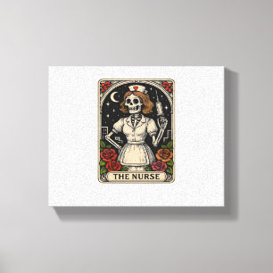 Funny Nurse Skeleton Tarot Card Halloween Nursing  Canvas Print