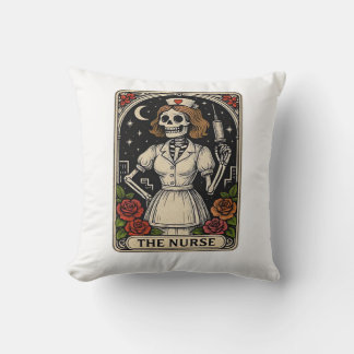 Funny Nurse Skeleton Tarot Card Halloween Nursing  Cushion