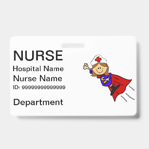 Funny Nurse Superhero ID Badge