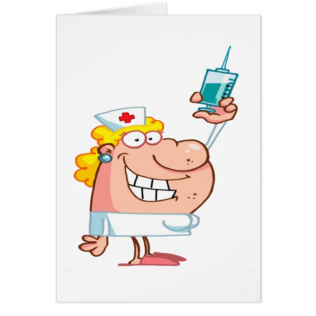 funny nurse with a syringe cartoon (Front)