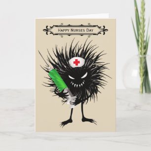 Funny Nurses Day Evil Bug With Syringe Card
