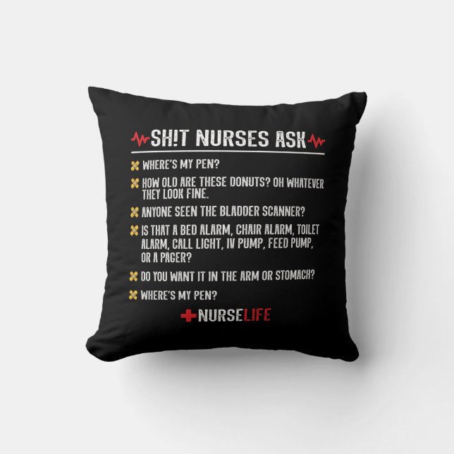 Funny Nursing Gift - Hospital Shift Nurse Cushion (Front)