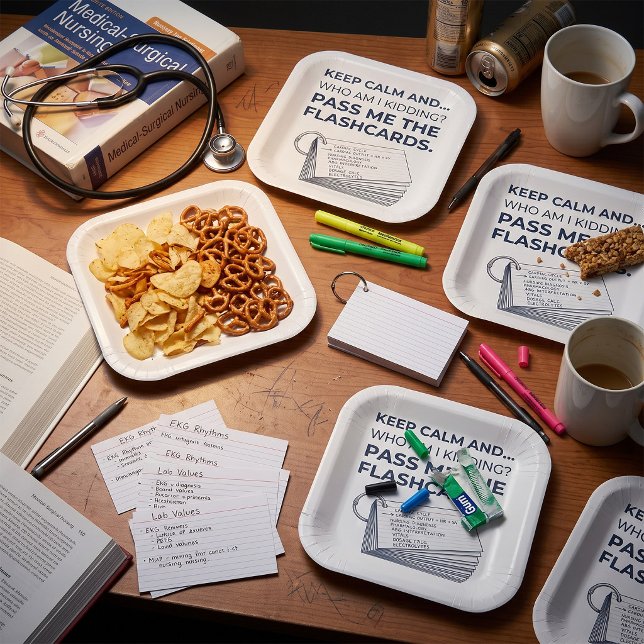 Funny Nursing Student Study Flashcards Paper Plate (Creator Uploaded)