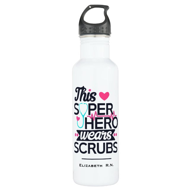 Funny Nursing Superhero Saying Typography 710 Ml Water Bottle (Front)