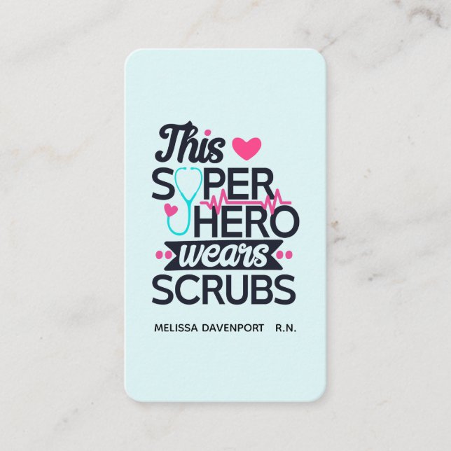 Funny Nursing Superhero Saying Typography Business Card (Front)