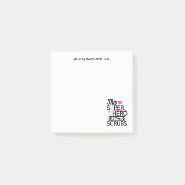 Funny Nursing Superhero Saying Typography Post-it Notes (Front)