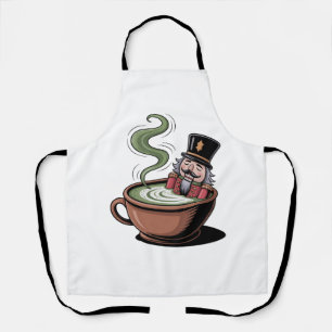 Funny Nutcracker On a Matcha Bathub Christmas Apron