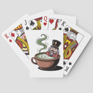 Funny Nutcracker On a Matcha Bathub Christmas  Playing Cards