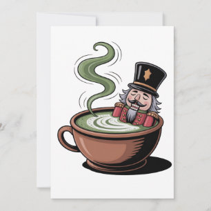 Funny Nutcracker On a Matcha Bathub Christmas Thank You Card