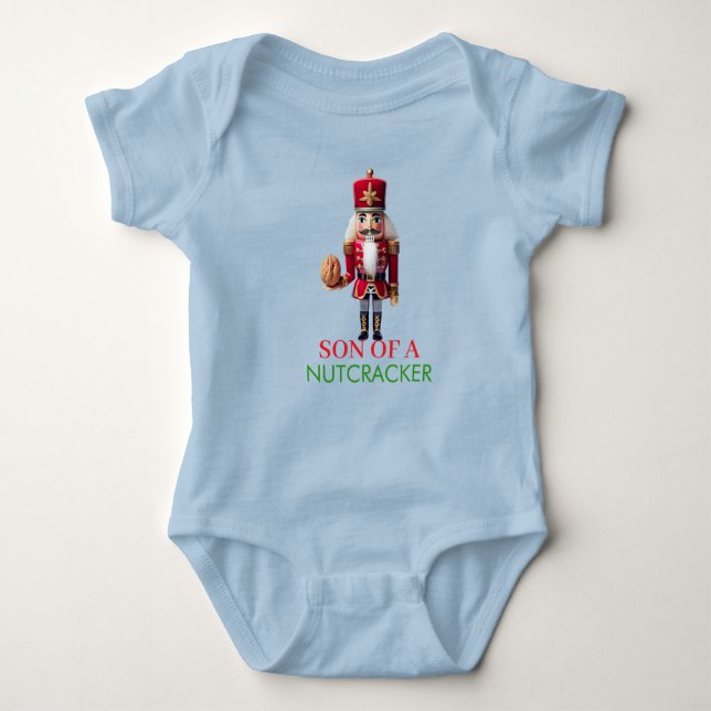 Funny Nutcracker Son Naughty Christmas Humour Baby Bodysuit (Front)