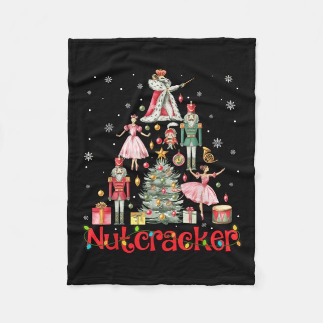 Funny Nutcracker Squad Christmas Tree 2024 Men Wom Fleece Blanket (Front)