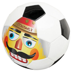 Funny Nutcracker Toy Soldier With Pointed Soccer Ball