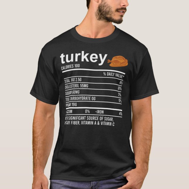 Funny Nutrition Fact Food Apparel Foodie Turkey Th T-Shirt (Front)