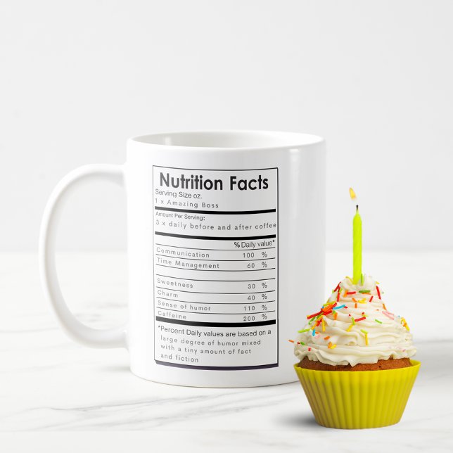 Funny Nutritional Facts of a Great BOSS Gift Coffee Mug (Creator Uploaded)
