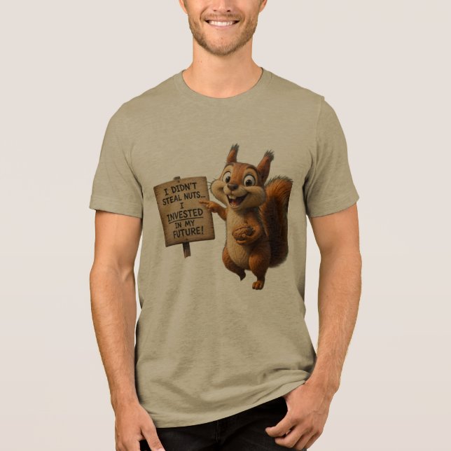Funny Nutty Squirrel Men's Tri-Blend Graphic ... Shirt (Front)