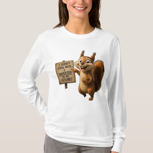 Funny Nutty Squirrel Women Long Sleeve Graphic  T-Shirt (Front)