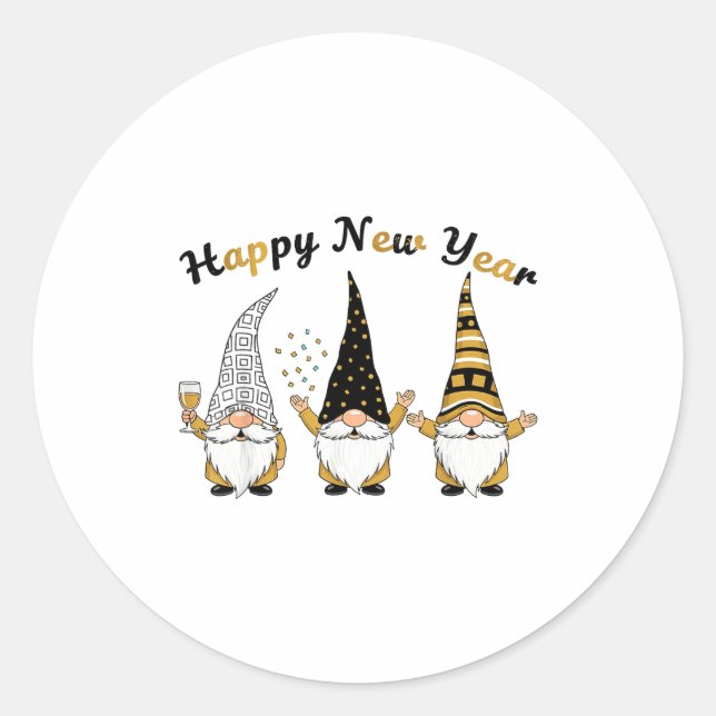 Funny Nye Gnome Shirts For Women, Happy New Year 2 Classic Round Sticker (Front)