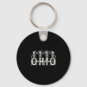 Funny O-h-i-o State Skeleton Ohio Halloween Vintag Key Ring
