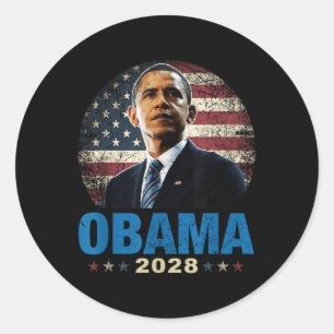 Funny Obama 2028 Us Flag  Classic Round Sticker