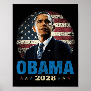Funny Obama 2028 Us Flag Poster