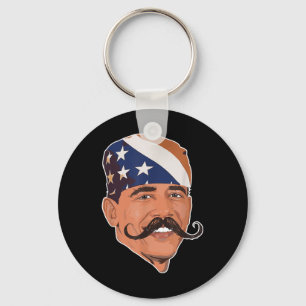 Funny Obama Moustache American Key Ring