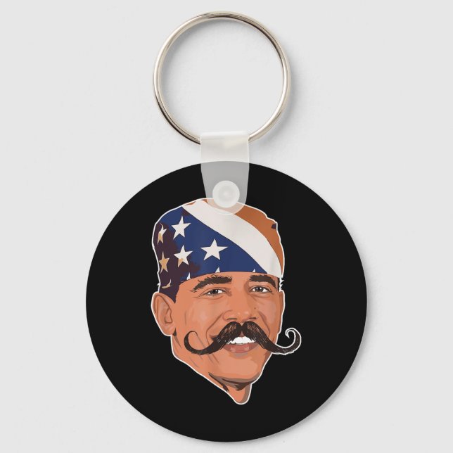 Funny Obama Moustache American  Key Ring (Front)