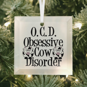 Funny Obsessive Cow Disorder Christmas Glass Tree Decoration