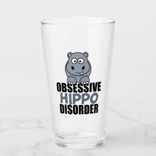Funny Obsessive Hippo Disorder Glass