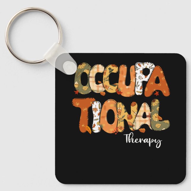 Funny Occupational Therapy Pumpkin Autumn Tree Fal Key Ring (Front)