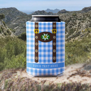 Funny Octoberfest Lederhosen Suspenders Beer  Can Cooler