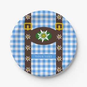 Funny Octoberfest Lederhosen Suspenders  Paper Pla Plate