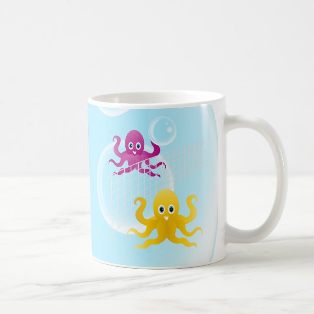 Funny octopies playing volleyball coffee mug (Right)