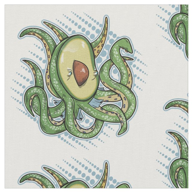 Funny Octopus Avocado Fabric (Close Up)