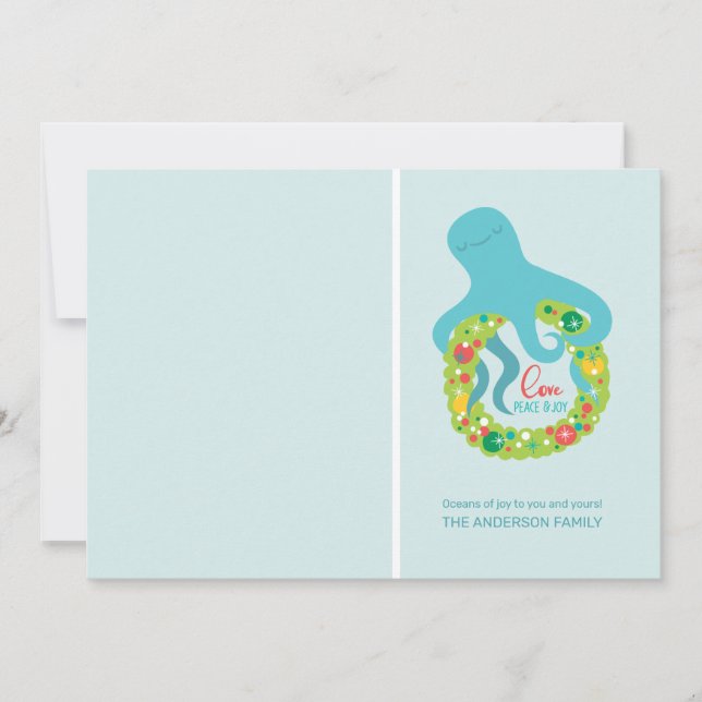 Funny Octopus Christmas Holiday Card (Front)